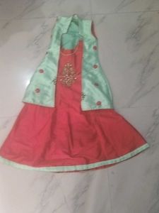 Girls' Red Anarkali Suit