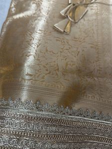 Golden Saree &amp; Blouse Set