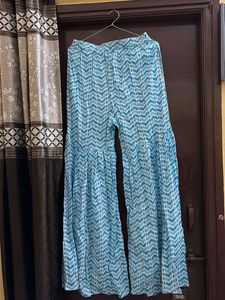 Blue Printed Kurta Sharara Set