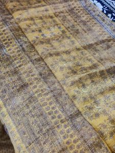 mustard golden saree