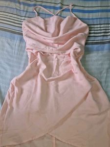 Tokyo Talkies Pink Cowl Neck Pleated Sheath Dress