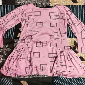 Cute Pink Flared Sleeve Top