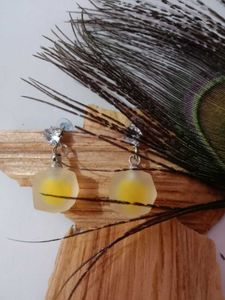 Sunbeam Frost: Yellow-Core Dangle Earrings