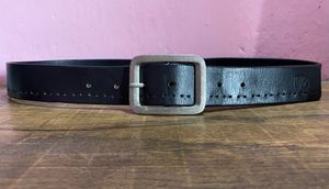Vintage Leather Belt with Silver Buckle
