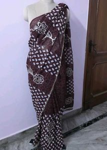 Elegant Brown Printed Saree