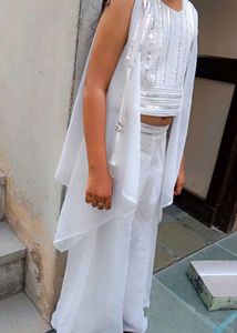Girls Shrug Crop Top And Plazzo