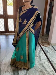 Elegant Blue & Green Saree