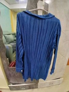 Pleated Navy Blue Shirt