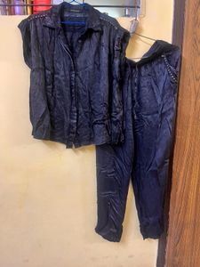 Vintage Studded Satin Pant Set