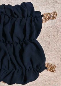 Chic navy blue Chain crop Top