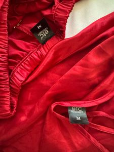Deep Red Satin Cami &amp; Pants Set