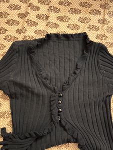 Black Ribbed Knit Top