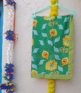 NEW.GREEN SAREE WITH RUNNING BLOUSE