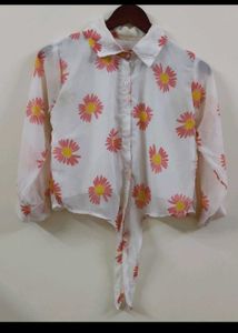 Floral Print Tie-Front Top