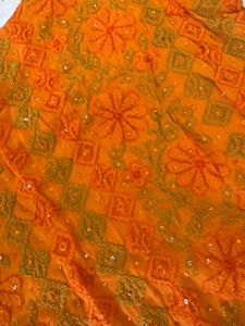 Orange Embroidered Kurta