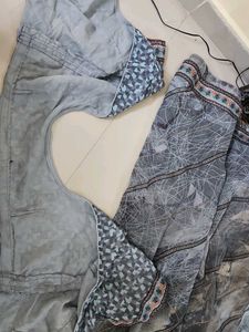 Grey colour georgette saree with blouse