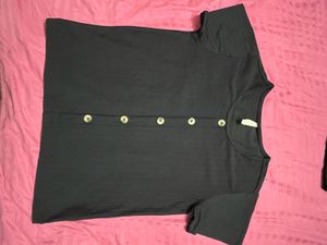 Black Button-Down T-Shirt