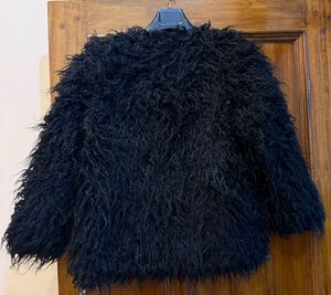 H&amp;M Stylish Black Shaggy Jacket