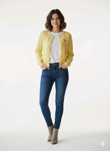 Cute Yellow Knit Sweater Cardigan | Women | Size S