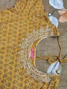 Mustard Frock Kurti Wid Beautiful Broad Border