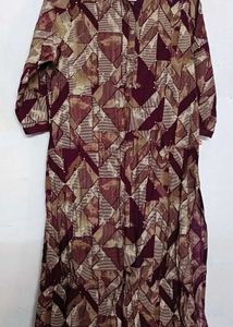 Maroon &amp; Maple Leaf Kurta With Dupatta