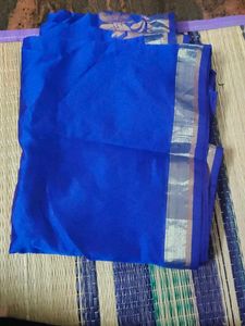 Royal Blue Saree with Silver Border