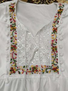 Embroidered White Kurta