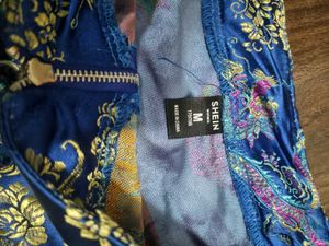 SHEIN Chinese Dragon Jacquard Satin Skirt