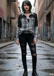 Plaid Shirt with Mesh Detail