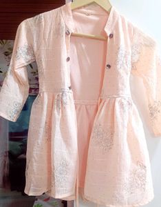 Peach Colour Kids 3 Piece Sharara Set