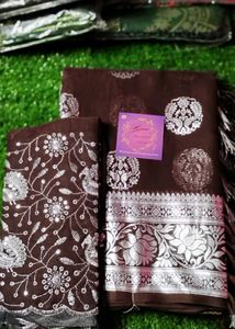 1st Quality..😍 Chiffon Saree With Partywear Blos