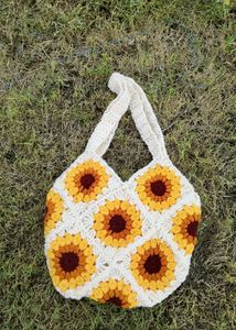 Sunflower Crochet Tote Bag
