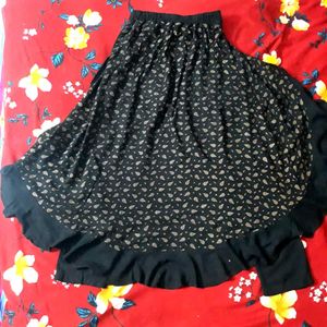 Black Lace Trim Skirt