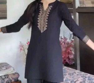 Combo of 2 Embroidered Black Kurta