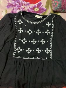 Black Embroidered Top