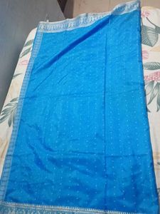 Light Blue Sari with Silver Details