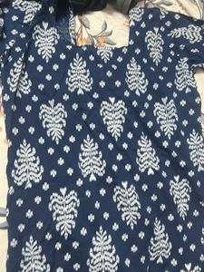 Blue &amp; White Printed Kurti