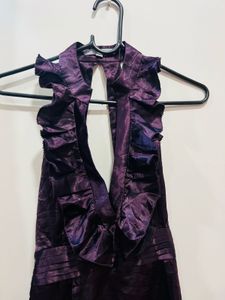 Purple Satin Ruffle Dress
