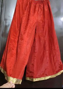 Rust Party Wear Plazo Suit &amp; Dupatta For 44 Bust