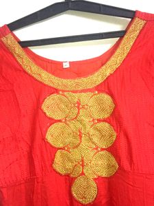 Red Anarkali Only Top Pant Dupatta Not Included