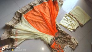 Elegant Orange & Cream Anarkali Suit