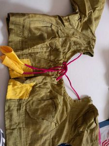 Green &amp; Yellow Saree Blouse