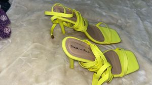 Neon Yellow Strappy Heels