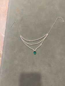 Elegant Silver & Emerald Necklace