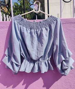 Chic Blue Polka Dot Top