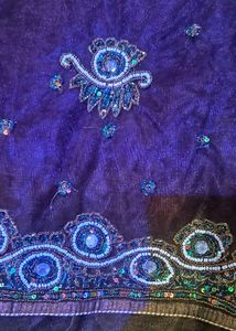 Embroidered Saree Dark Wine Colour