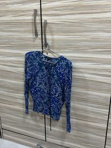 Blue Floral Long Sleeve Top