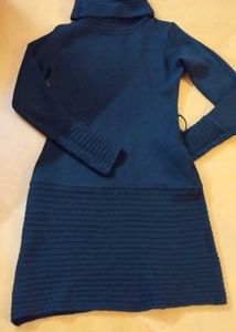 Black Wool Knitted Sweater Dress