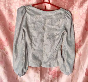 Cute Light Blue Peplum Top