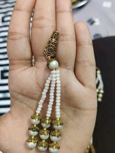 Baby Pink Pearls And Brass Earrings